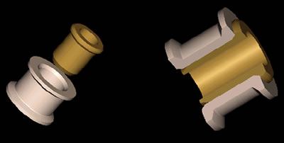 Assembled two-piece precision component, featured part